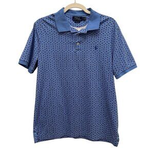 Polo Ralph Lauren Classic Fit Polo Shirt Short Sleeve‎ Blue Paisley Floral Sz M